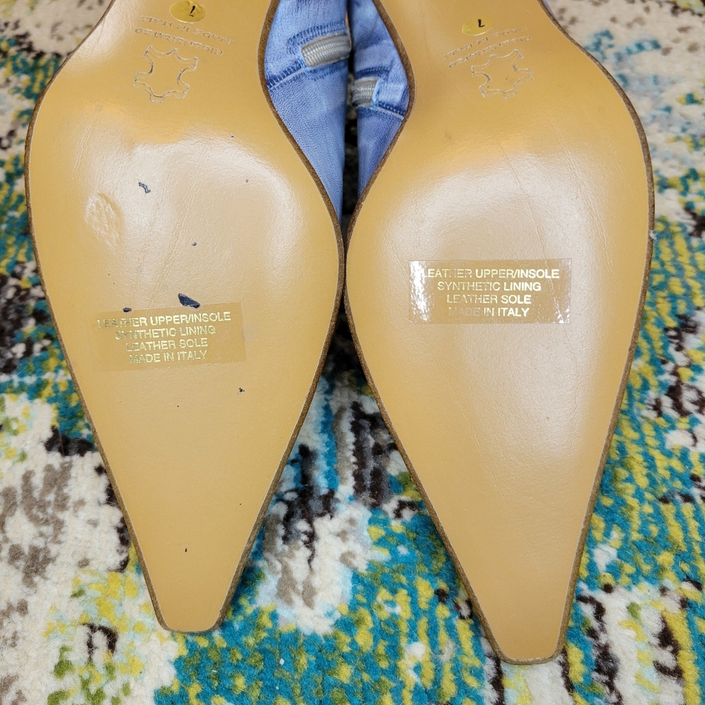 Maripé‎ Italian Leather Blue Washed Pointed Toe Ankle Boots, Size Womens 7 - Picture 10 of 11